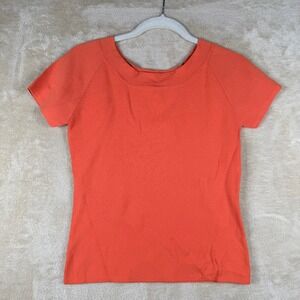 J.A.C. Ribbed Knit Top Orange‎ Short Sleeve Scoop Neck Minimalist